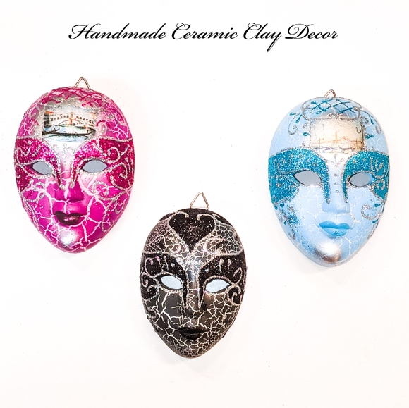 Ceramic Clay Mask Decor for Wall | Hanging Wall Decor Table Decor | Mask Decor - Picture 2 of 4